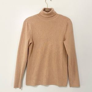 Chico’s Ribbed Turtleneck Long Sleeves Tan Size 1 Medium (8)